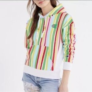 Susan Alexandra x Champion UO Exclusive Striped Watermelon Hoodie Sweater sz XS